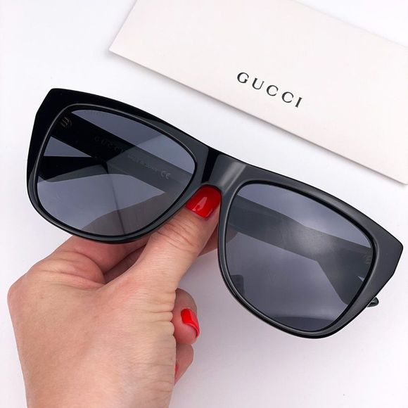 GUCCI GG0926S 001 Sunglasses Black Green Gray Square Unisex - Picture 1 of 12